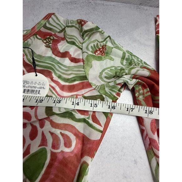 NWT Andrea Iyamah Elle Mesh Long‎ Sleeve Leotard Bodysuit Back Zipper Coral S - Picture 4 of 10